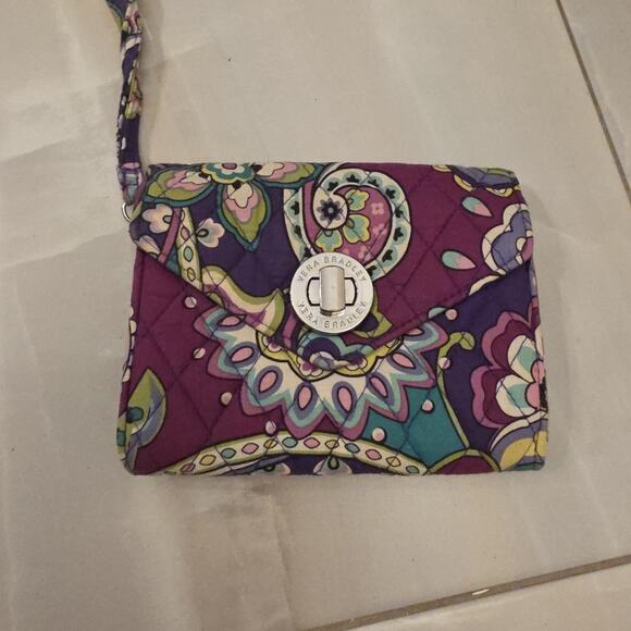 VERA BRADLEY Heather Paisley Turn Lock Wallet Wristlet Purple Teal - Picture 4 of 16
